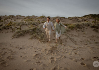 Fun wedding photos of couple on the beach Kangaroo Island