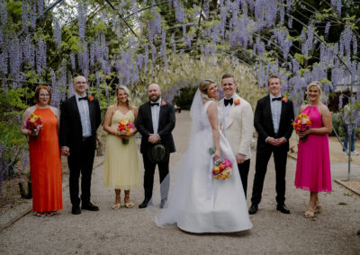 Adelaide micro wedding couple with bridal party