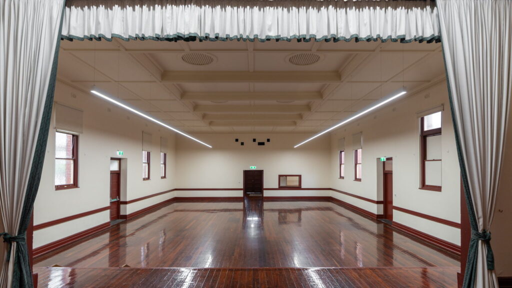 Empty event hall with timber floors at McLaren Vale Institute Hall