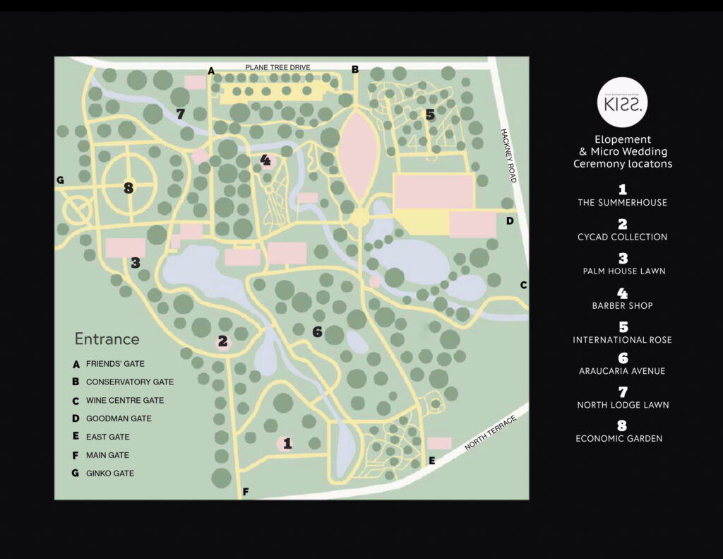 KISS guide to Adelaide Botanic Garden ceremony locations