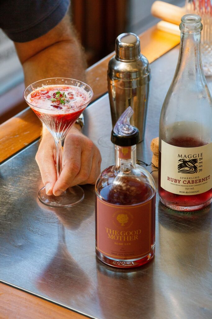 A pink cocktail being served at The Farm Eatery in the Barossa.