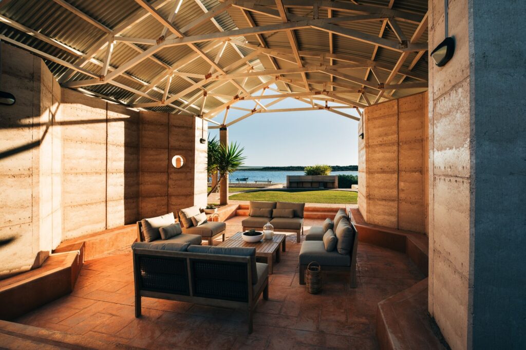 Covered outdoor lounge at Baird Bay Experience
