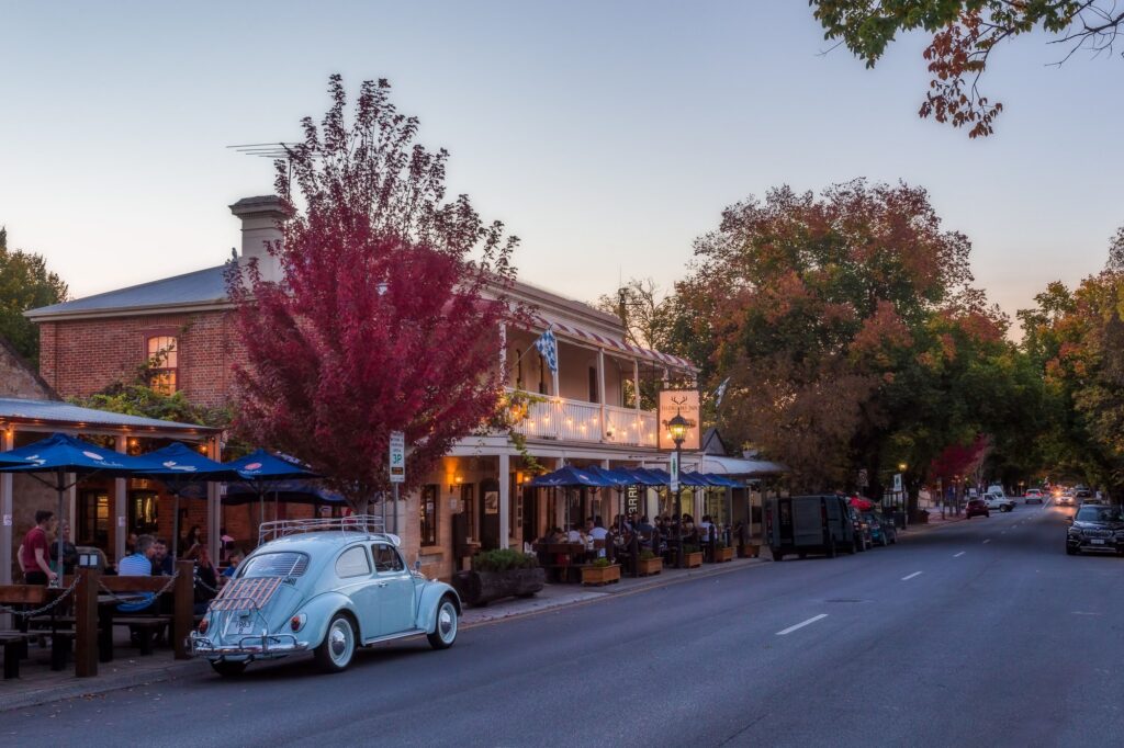 Hahndorf Main Street and the Hahndorf Inn in autumn.