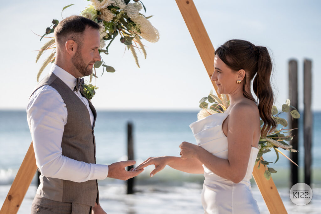 A ring exchange during a Port Willunga ceremony